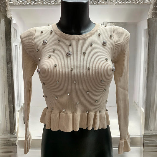 MAGLIA MANICHE LUNGHE CON BORCHIE E STRASS