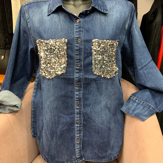 CAMICIA JEANS PAILLETTES