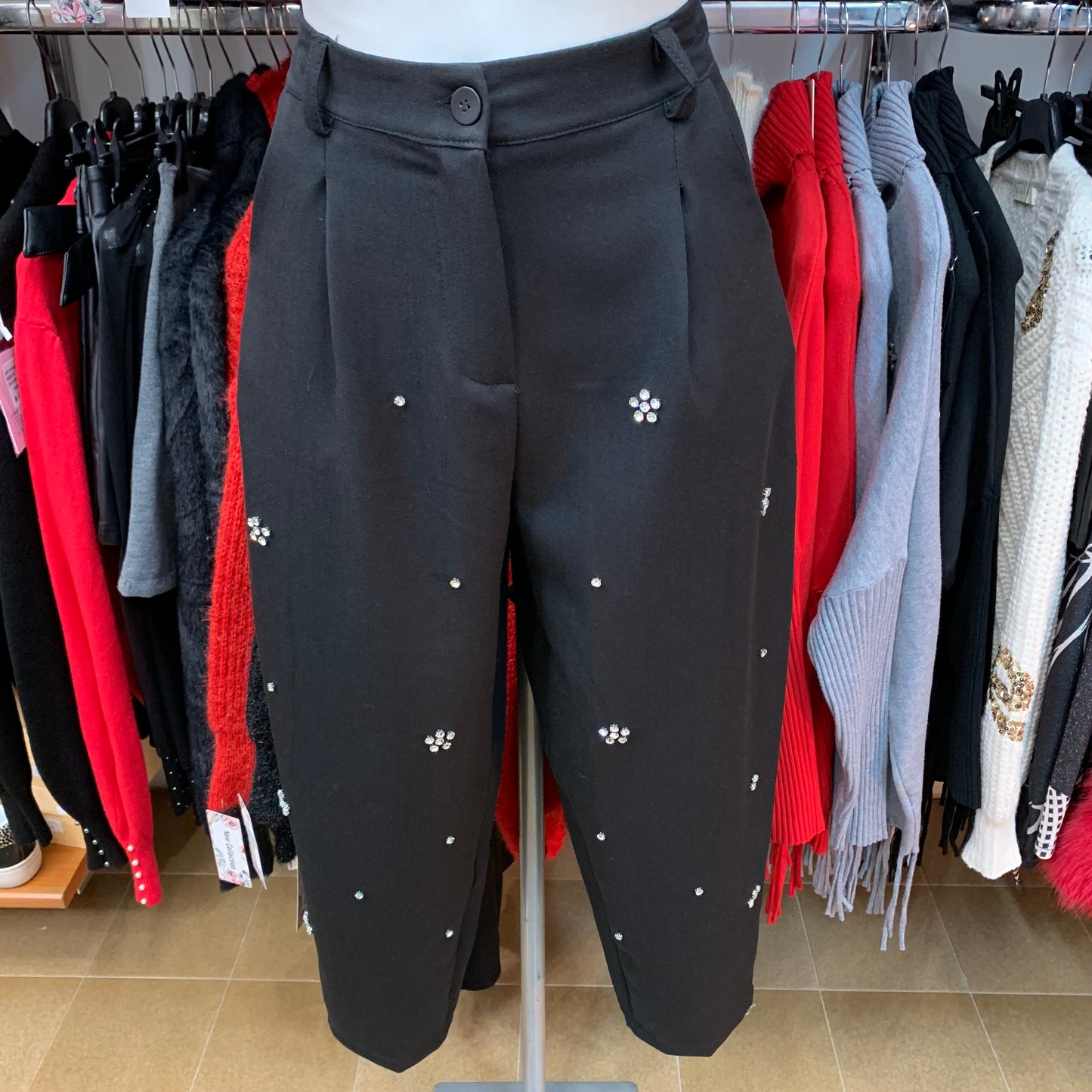 PANTALONE A PALLONCINO CON PIETRE E STRASS